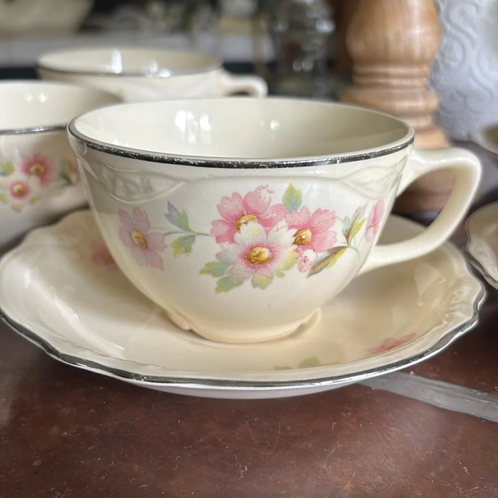 Homer Laughlin Virginia Rose Cups, Saucers and Bowls - Picture 2 of 12